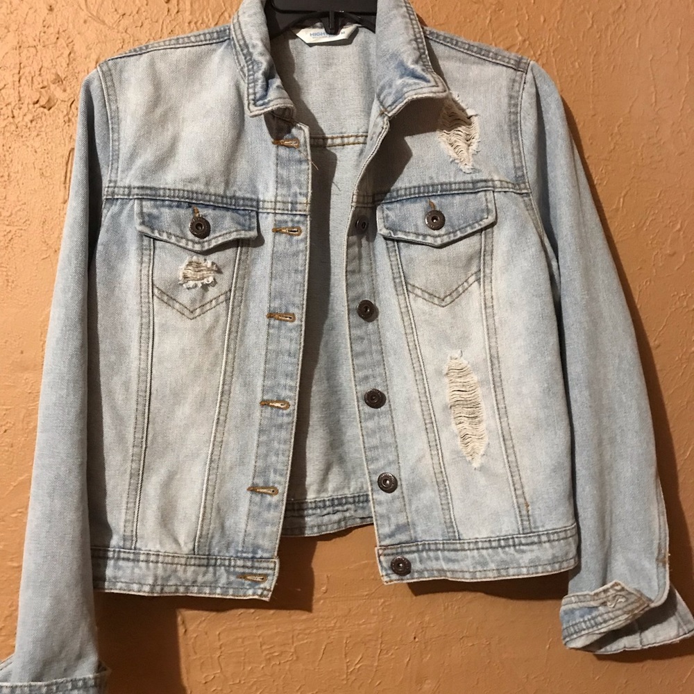 Distressed denim jacket